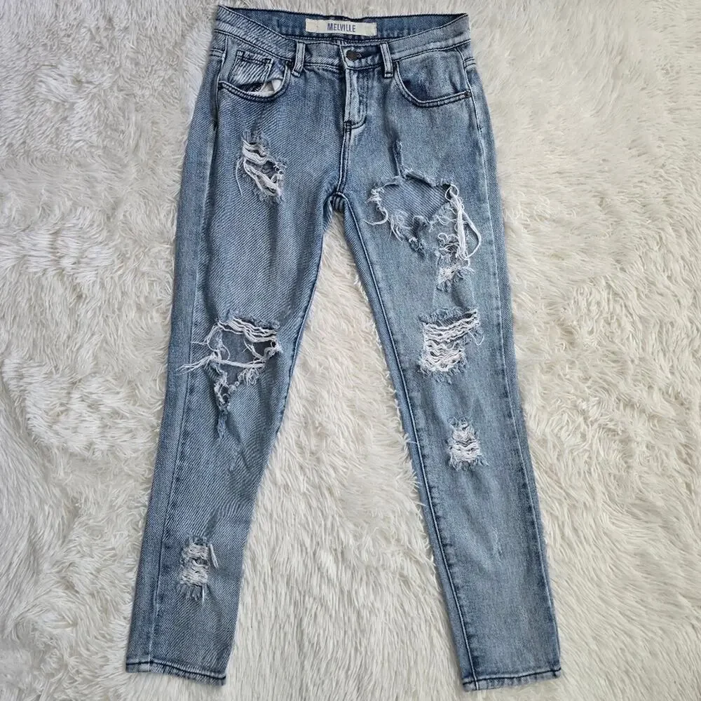 Brandy Melville Light Wash Distressed Skinny Jeans Women's 24